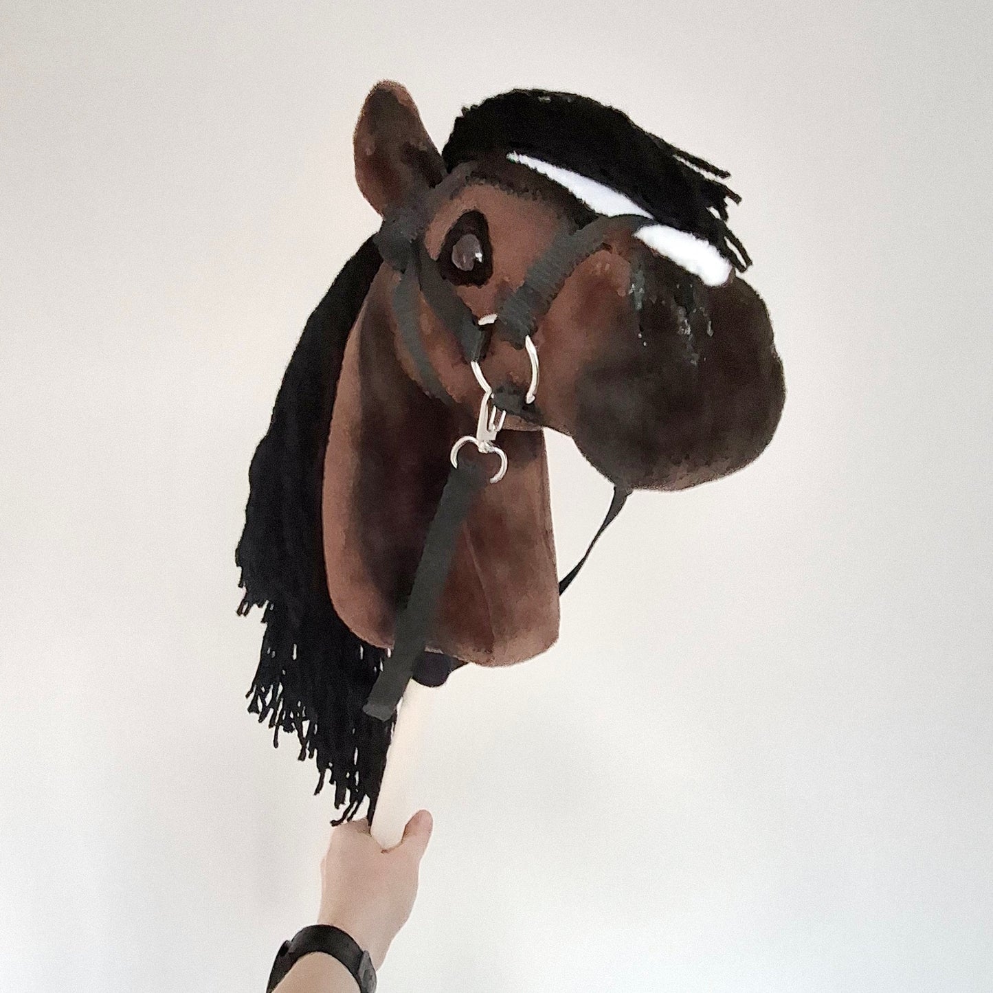 Hobby horse on stick for children A4 | Stick horse with bridle | Realistic hobbyhorse