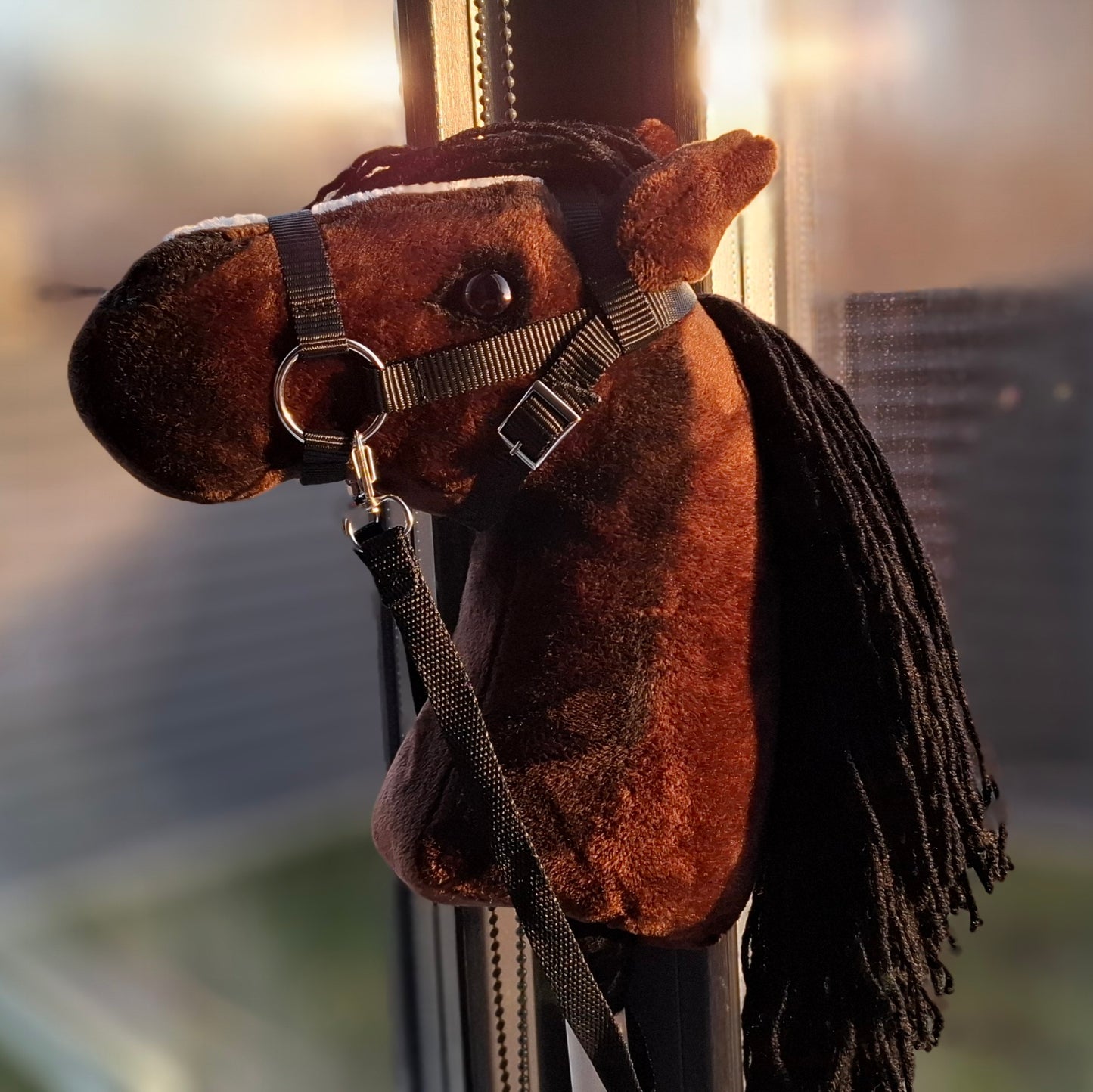 Hobby horse on stick for children A4 | Stick horse with bridle | Realistic hobbyhorse