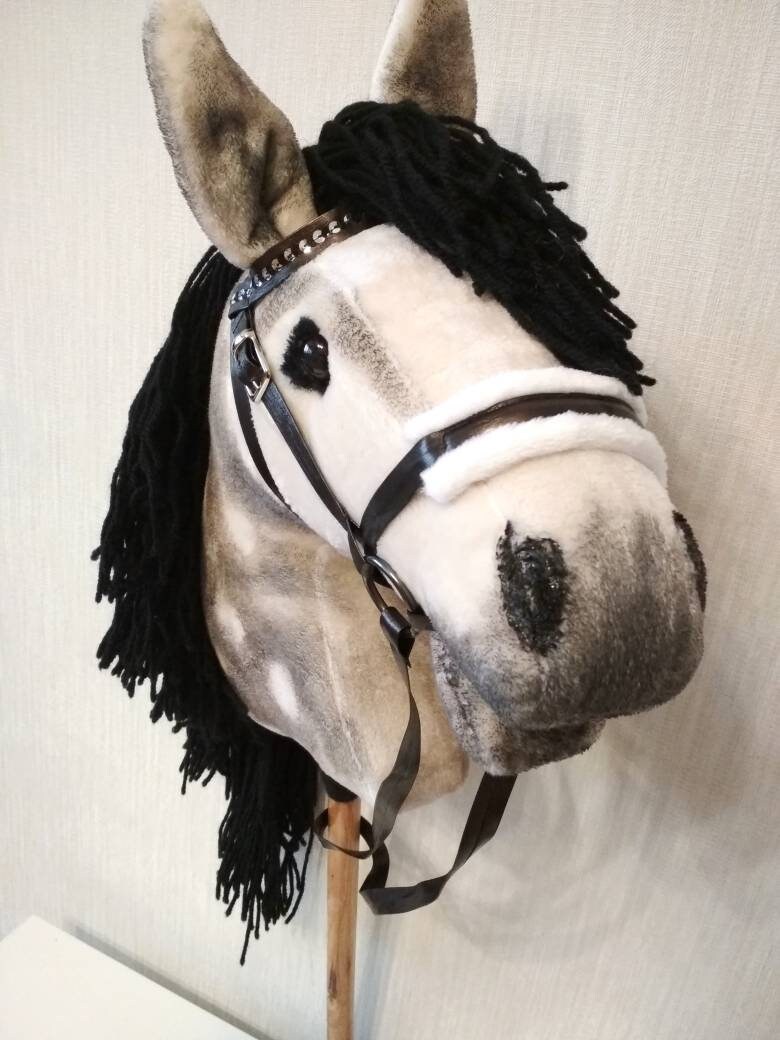 Realistic Dapple Hobby Horse on a stick A3 | Appaloosa hobbyhorse for kids