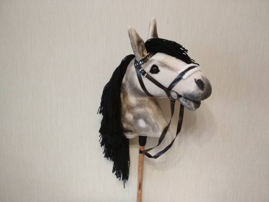 Realistic Dapple Hobby Horse on a stick A3 | Appaloosa hobbyhorse for kids