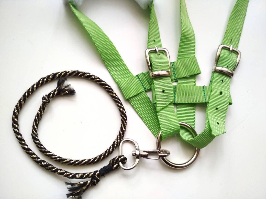 Green halter for Hobby horse | Hobby horse accessories | Horse on stick gift | Steckenpferd trensen