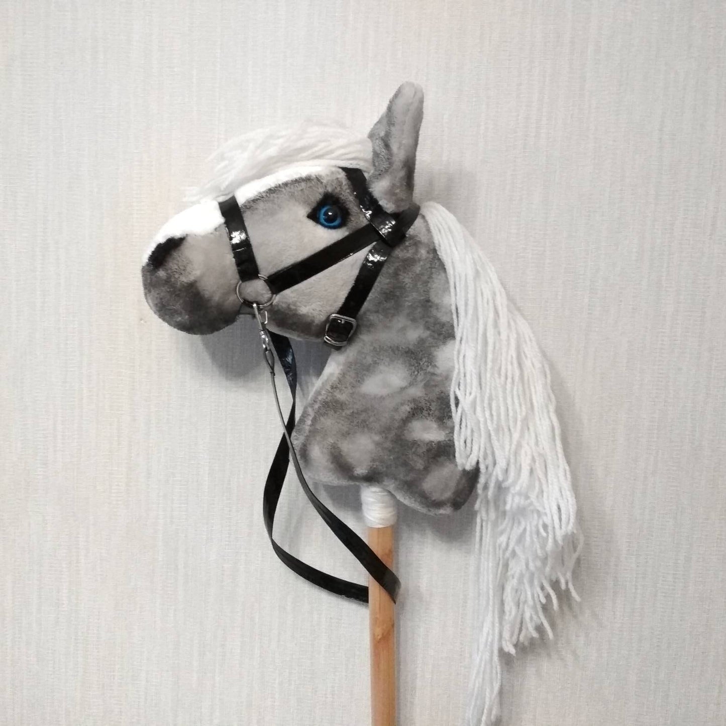 Gray Hobby Horse on stick for kids A4 | Dapple gray hobbyhorse