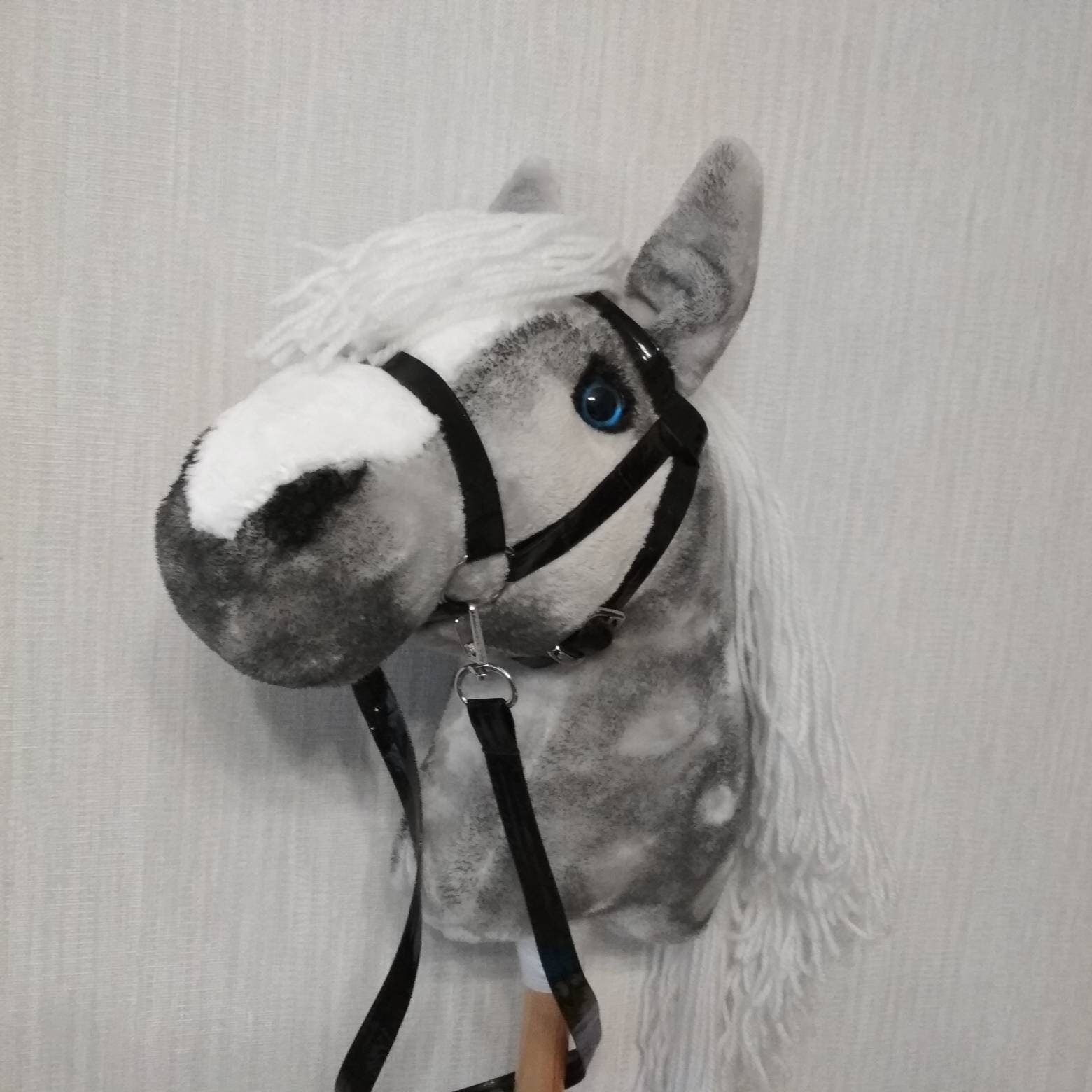 Gray Hobby Horse on stick for kids A4 | Dapple gray hobbyhorse