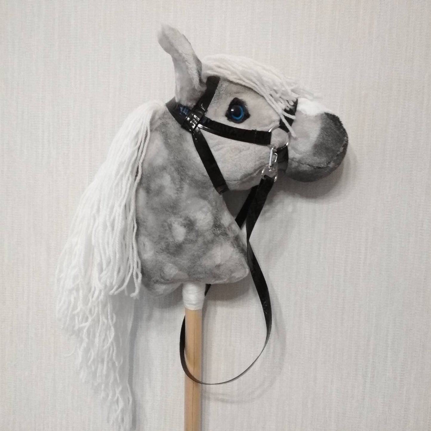 Gray Hobby Horse on stick for kids A4 | Dapple gray hobbyhorse