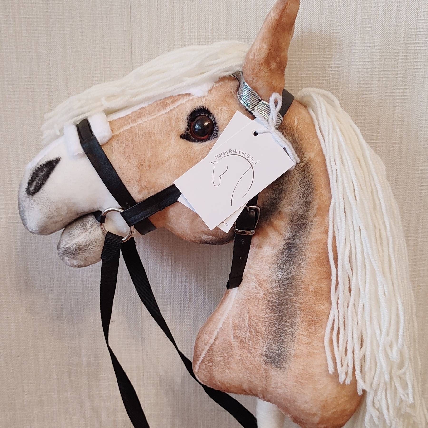 Realistic Hobby Horse on stick for kids A3 | Hobbyhorse toy Haflinger