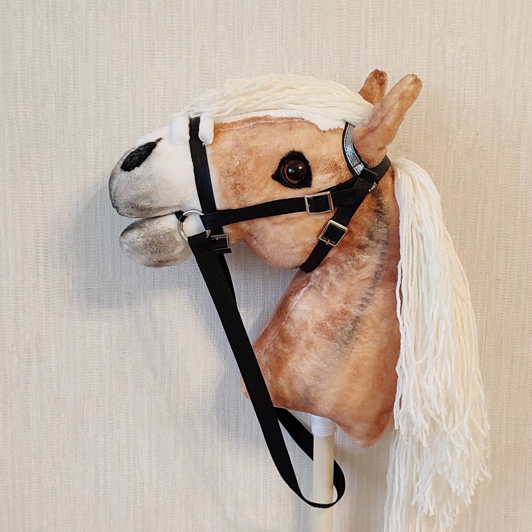 Realistic Hobby Horse on stick for kids A3 | Hobbyhorse toy Haflinger