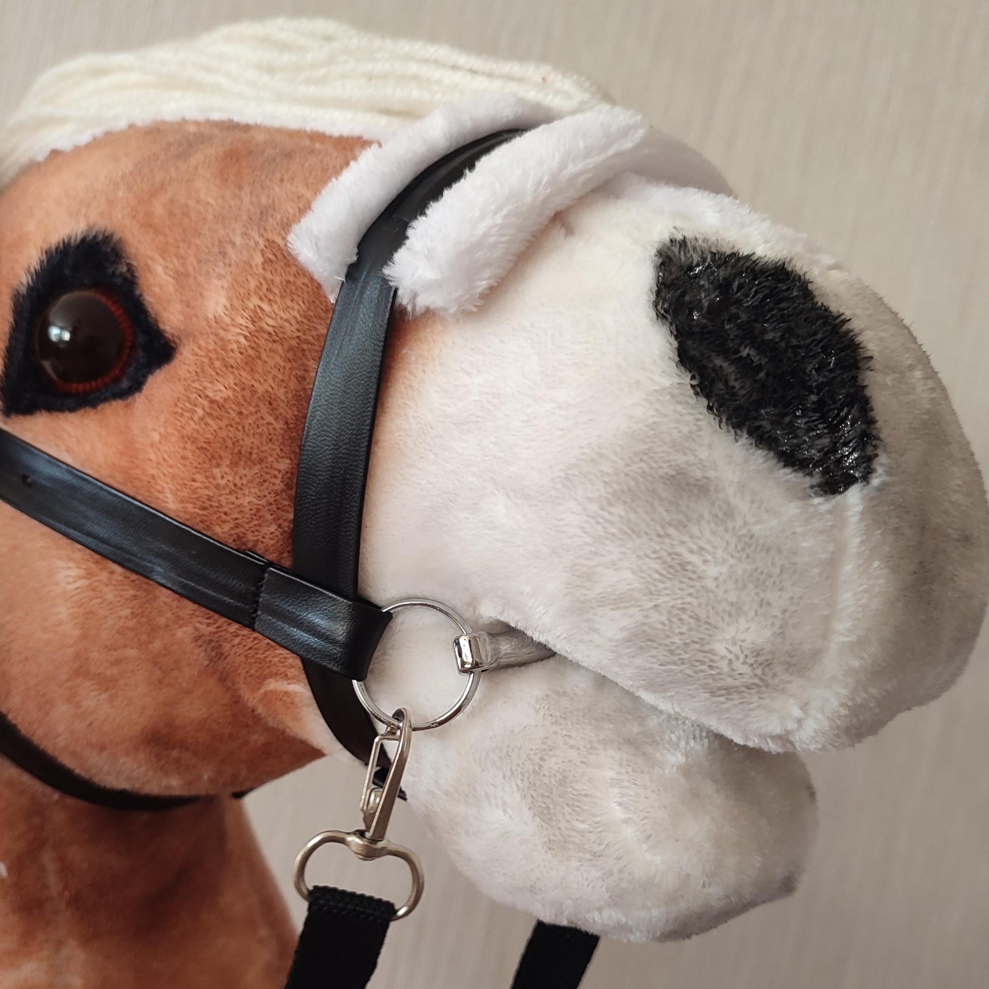 Hobby horse bridle with realistic bit | Stick horse accessories | Faux leather bridle for Hobbyhorse