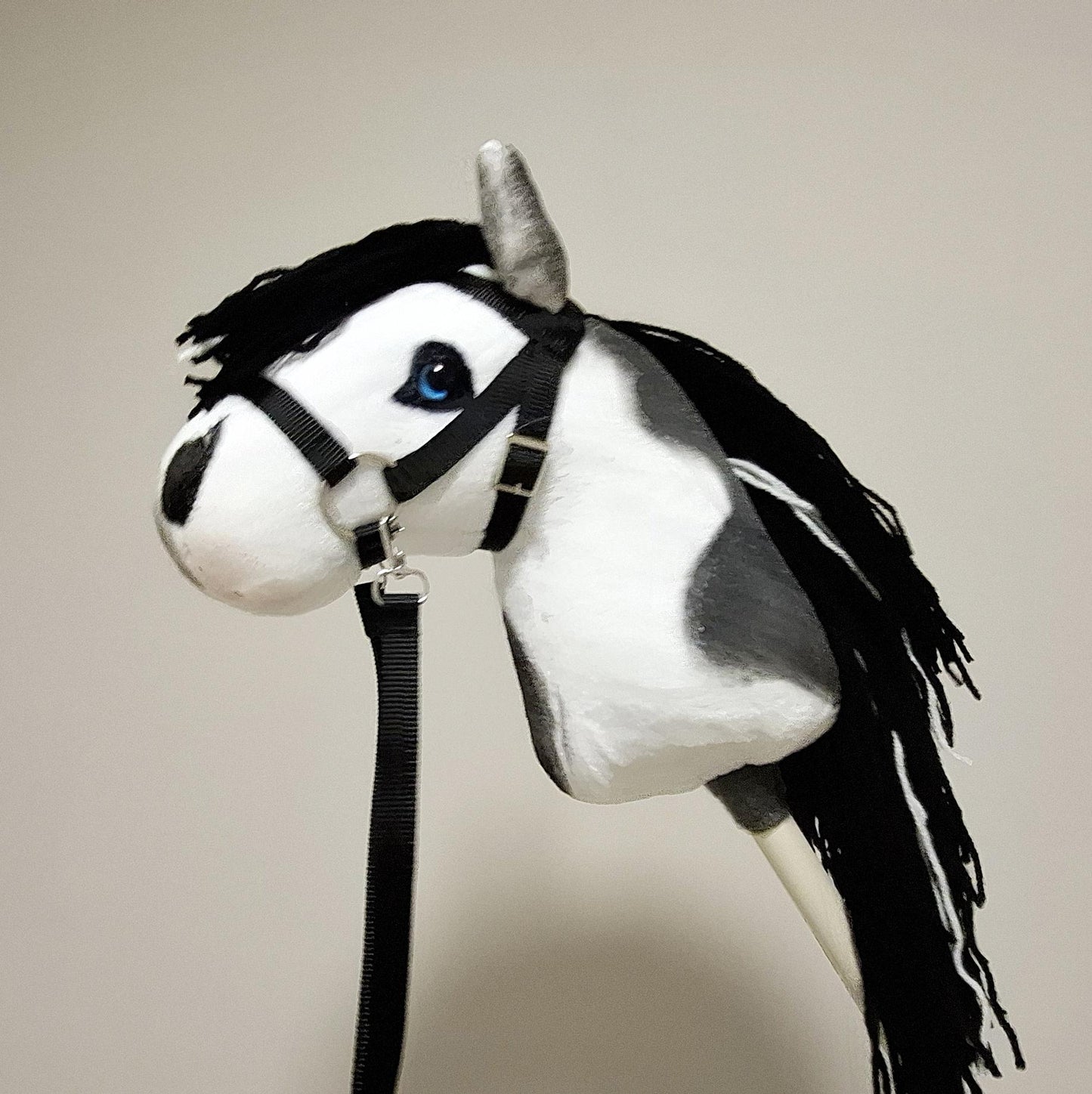 Hobby horse pinto A4 - Paint hobby horse black white - Toy horse on stick