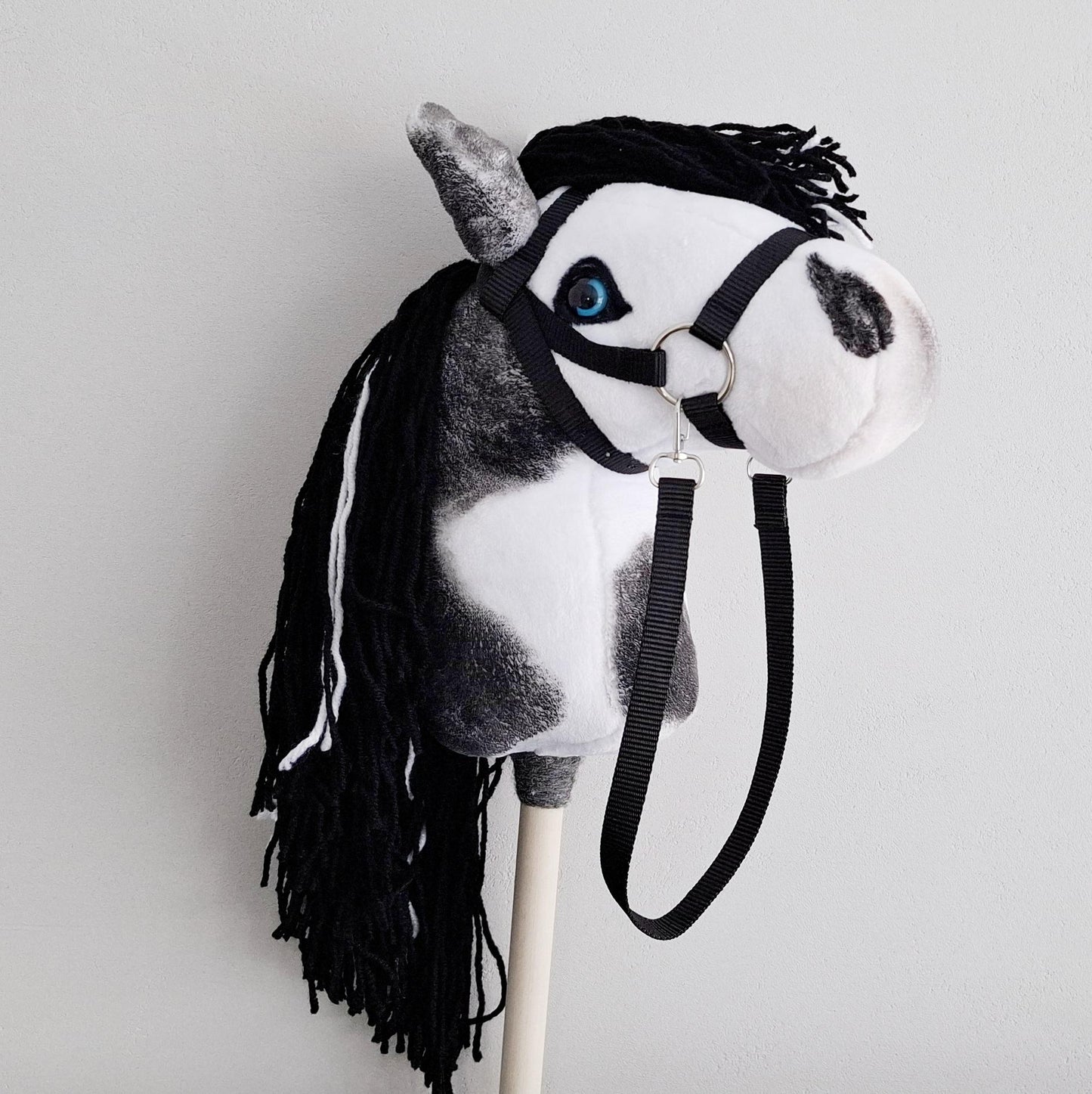 Hobby horse pinto A4 - Paint hobby horse black white - Toy horse on stick