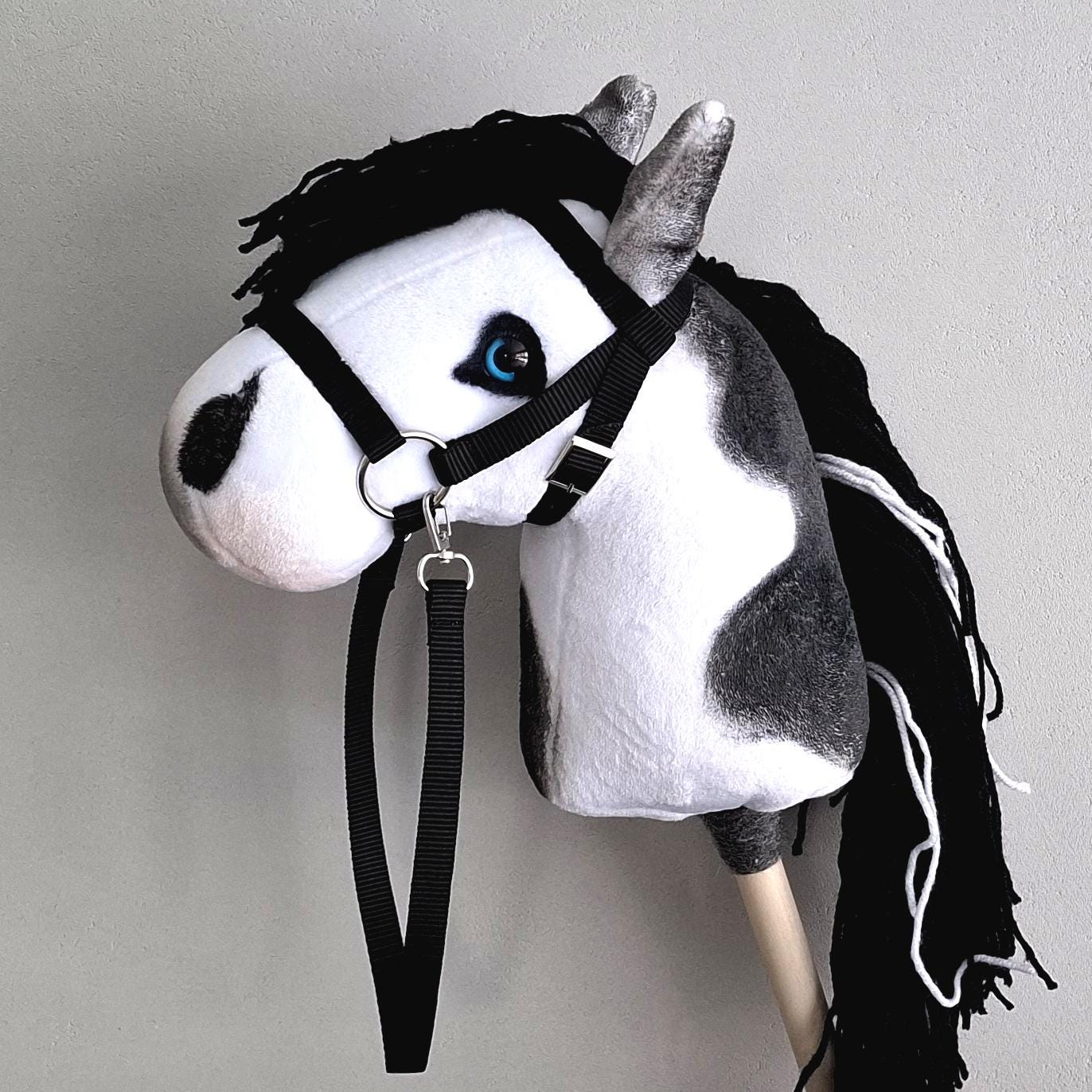 Hobby horse pinto A4 - Paint hobby horse black white - Toy horse on stick