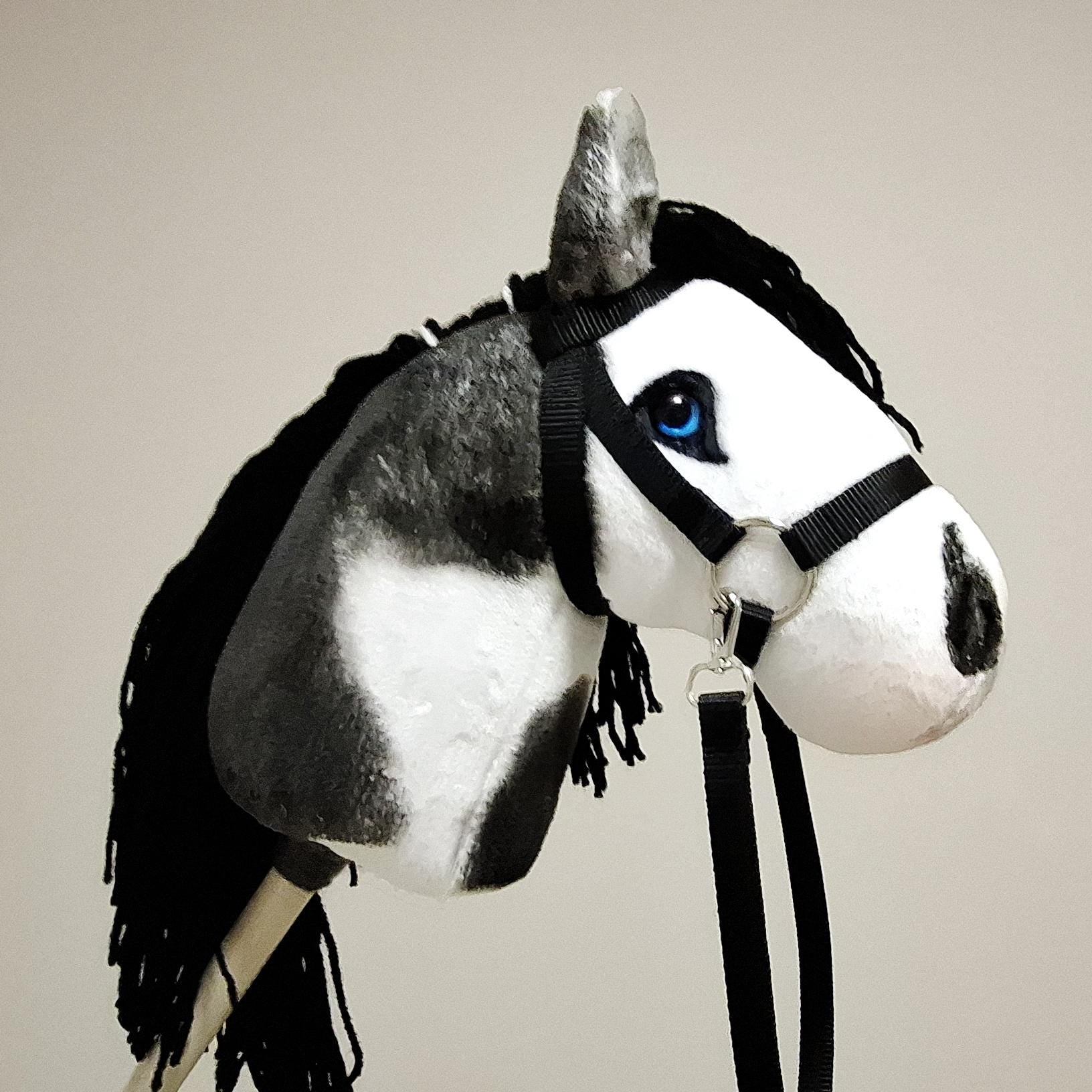 Hobby horse pinto A4 - Paint hobby horse black white - Toy horse on stick