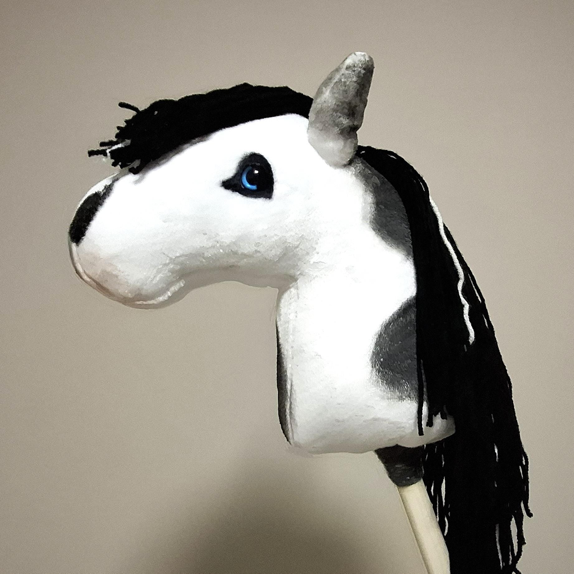 Hobby horse pinto A4 - Paint hobby horse black white - Toy horse on stick