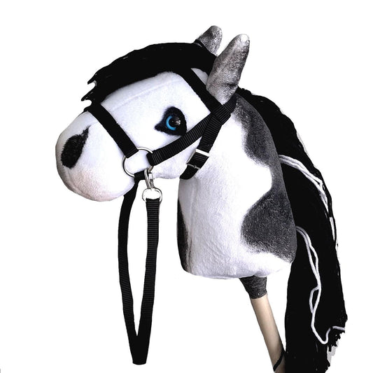 Hobby horse pinto A4 - Paint hobby horse black white - Toy horse on stick