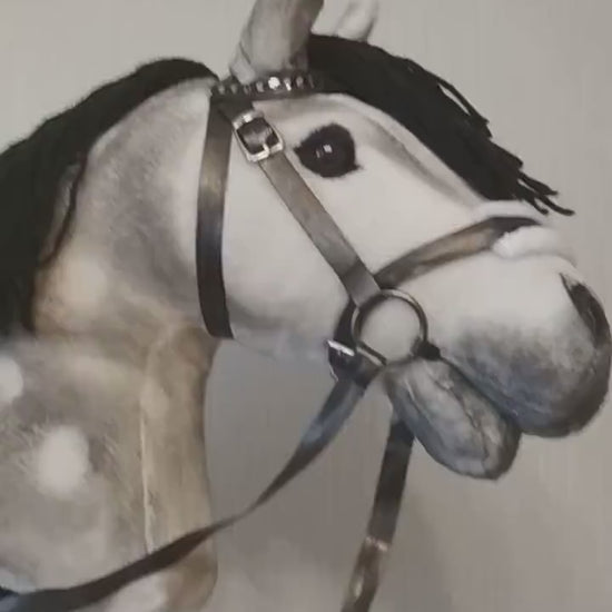 Realistic Dapple Hobby Horse on a stick A3 | Appaloosa hobbyhorse for kids