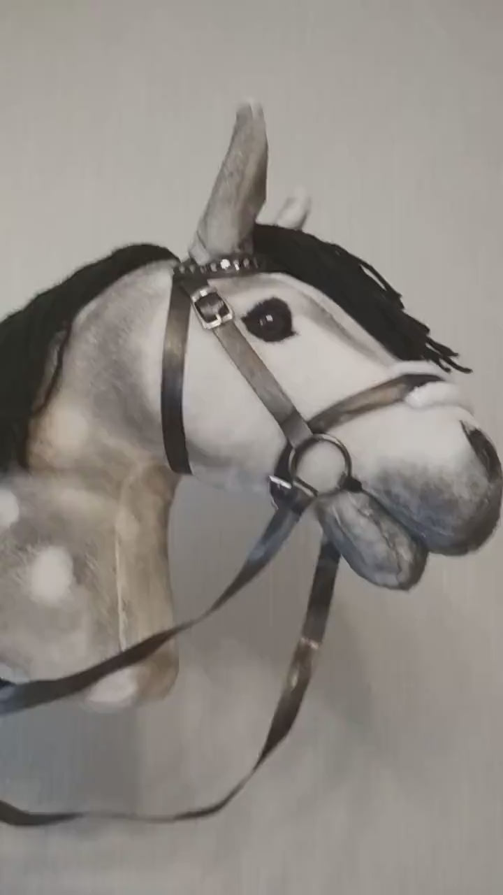 Realistic Dapple Hobby Horse on a stick A3 | Appaloosa hobbyhorse for kids